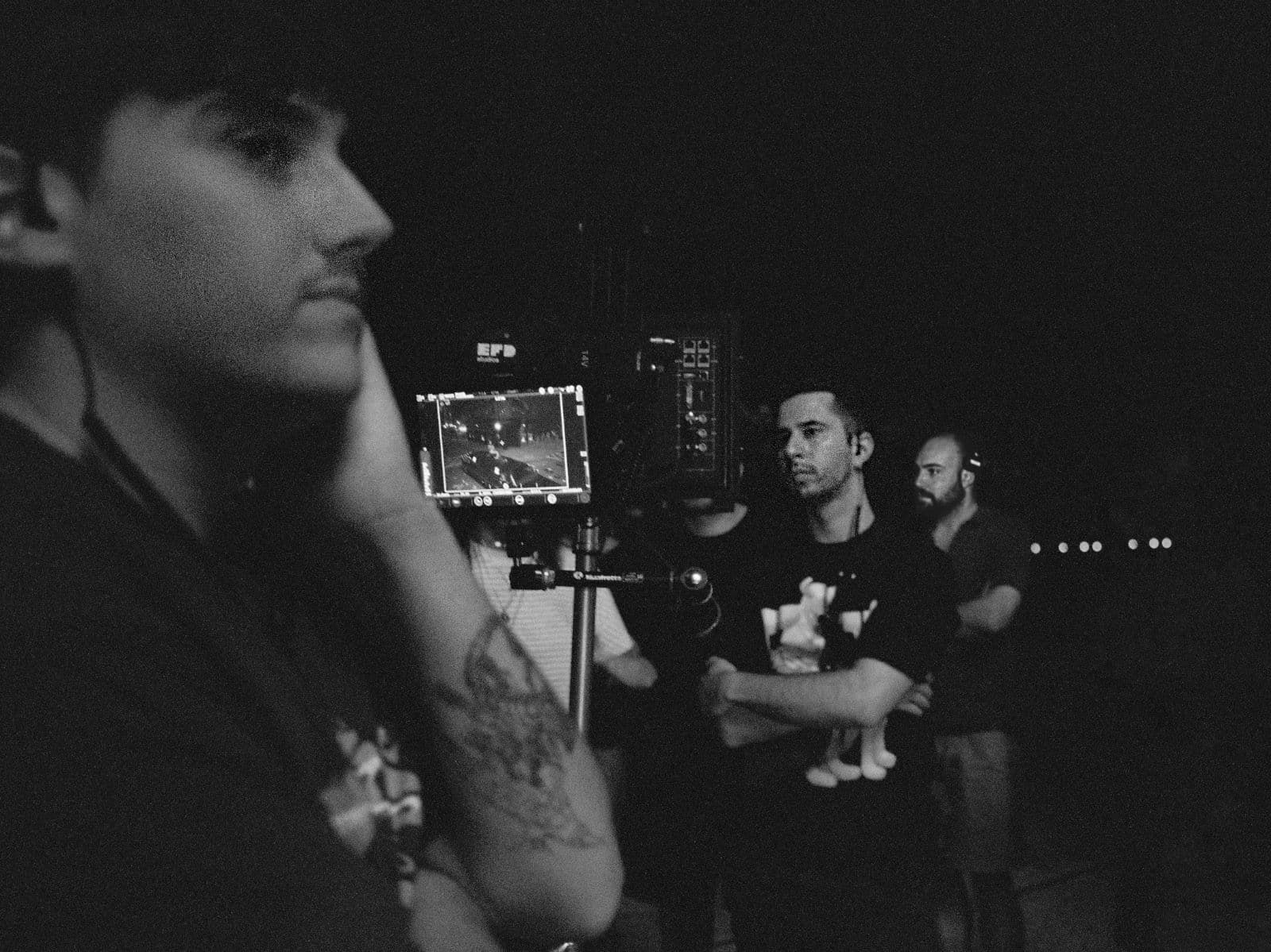 Photo of the members of es—tres: Jorge Criado aka Jorge No, Pablo Pérez-Urruti aka Yungakita, and Pablo Reverter aka Revs, all three based in Madrid